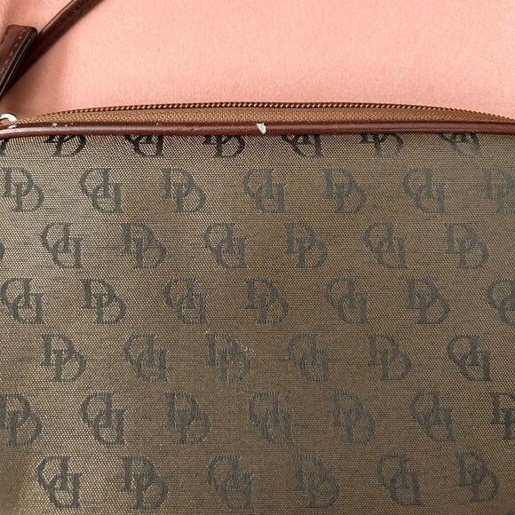 DD Brown Double Stitched Logo Fabric Silver Hardware Crossbody Lightweight Bag - Picture 5 of 5